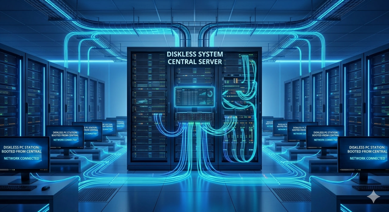 Diskless central server